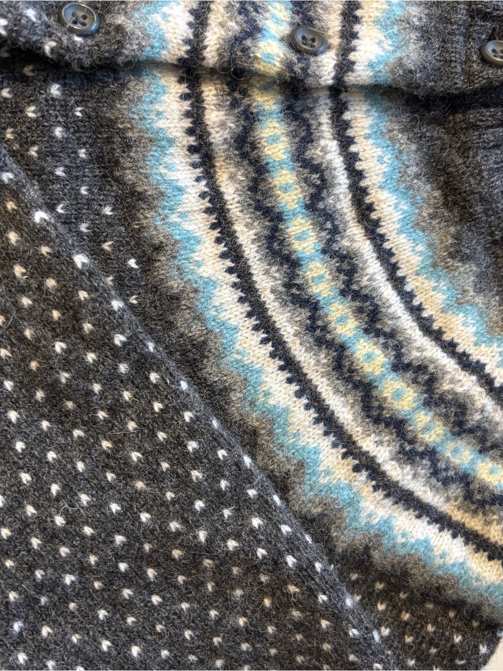 Womens Birds Eye Sweater Size XL Cardigan Fair Isle Cottagecore Granola Wool - Picture 5 of 8